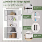 69 Tall Corner Cabinet, Farmhouse Corner Storage Cabinet, Space Saving Storage, Glass Door, Adjustable Shelves, for Living Room, Kitchen