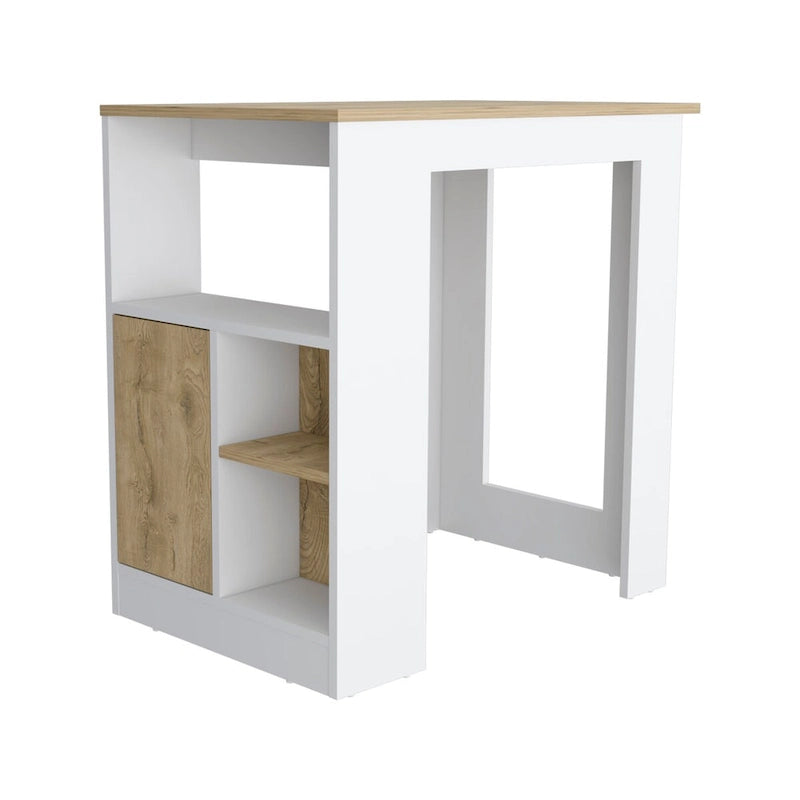 Kitchen Island with 1-Door Cabinet Push to open System and Side Shelves
