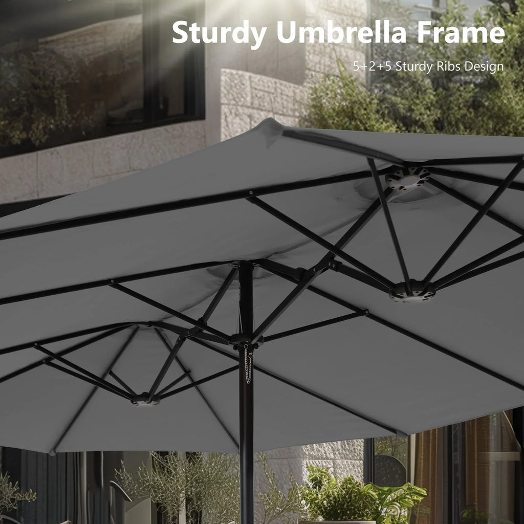MAISON ARTS 15ft Double-Sided Patio Extra Large Twin Umbrella with Base Included