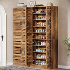 Lantine 70.8 Tall Shoe Cabinet with Shutter Doors, 9-Tier 27 Pairs Vertical Shoe Storage Cabinet