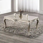 Clarissa Traditional Solid Wood Coffee Table with Carved Legs