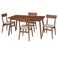 Lifestorey 5pc Newington Mid-Century Modern Rectangular Dining Set Walnut/Mocha