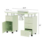 42.5 in. White MDF 3-Drawer Manicure Table Nail Desk with Storage, Doors, Electric Dust Collector