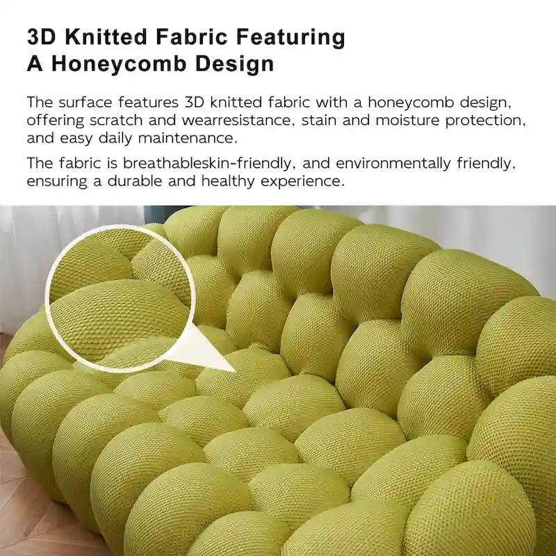 2-Seat Bubble Curved Lazy Sofa Honeycomb Shaped with 3D Textile Fabric for Living Room Salon Apartment