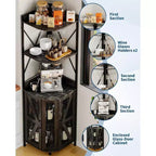 Garvee 5-Tier Corner Bar Cabinet, 71.5 Tall Liquor Cabinet with LED Lights for Home