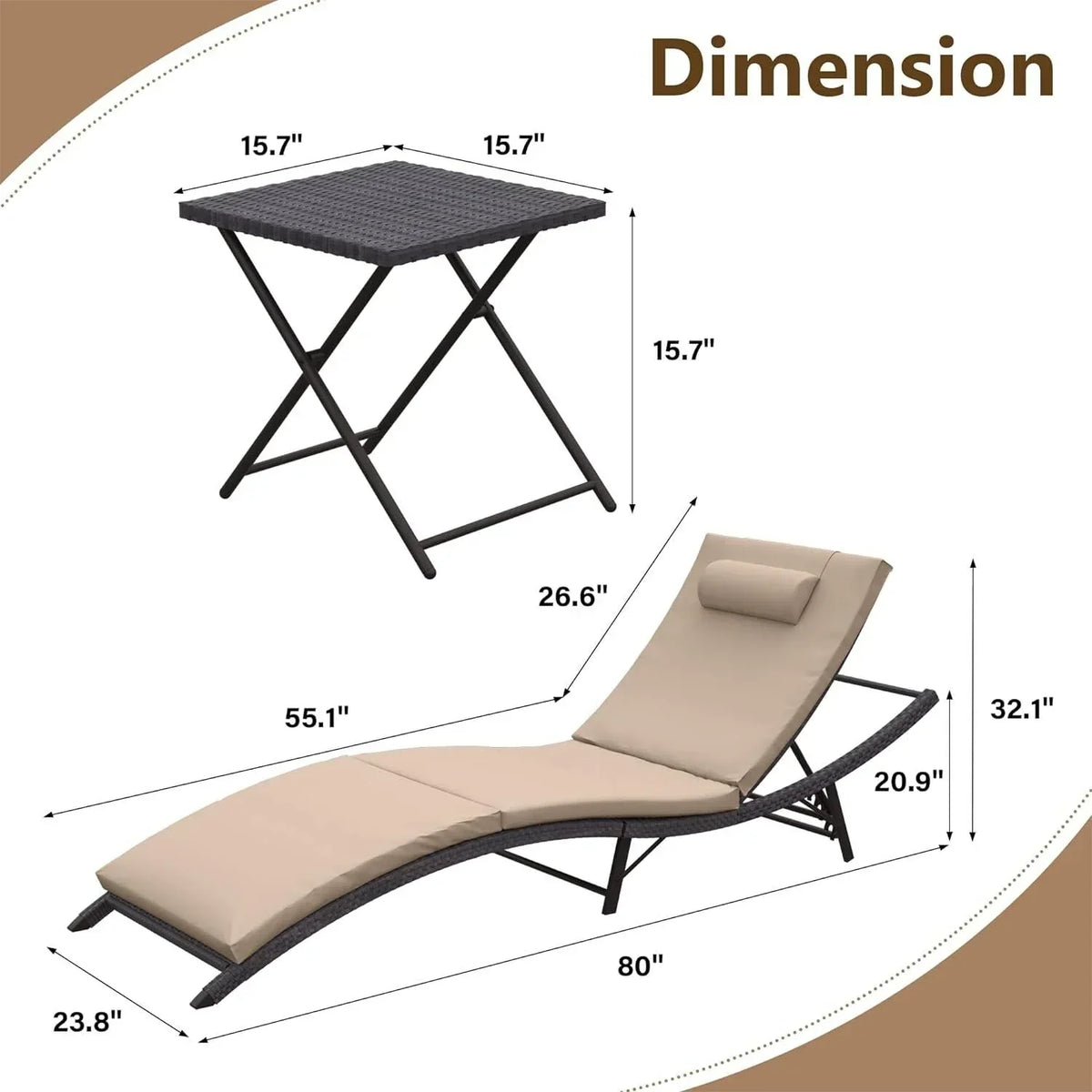 Kullavik 3-PiecesOutdoor Chaise Lounge Set