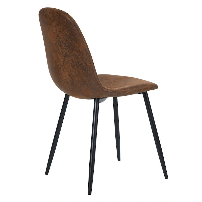 Dining Chair Set of 4 Suede Fabric Side Seating with Black Metal Legs