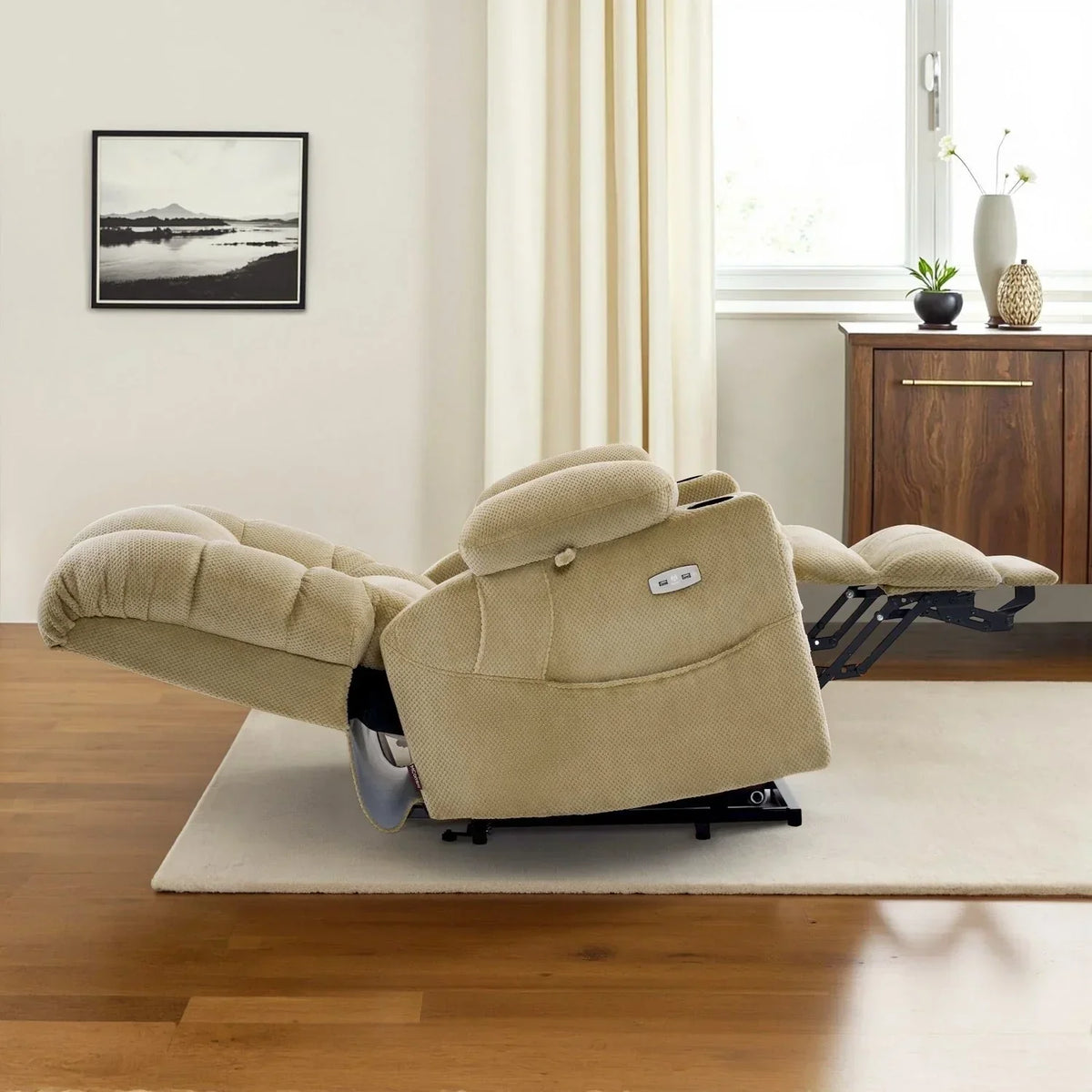 MCombo Large-Wide Dual Motor Power Lift Recliner with Massage and Dual Heating for Big and Tall Elderly, Fabric R7635