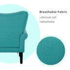 Erommy Modern Accent Chair, High Back Armchair, Upholstered Fabric Button Single Sofa with Wooden Legs for Living Room