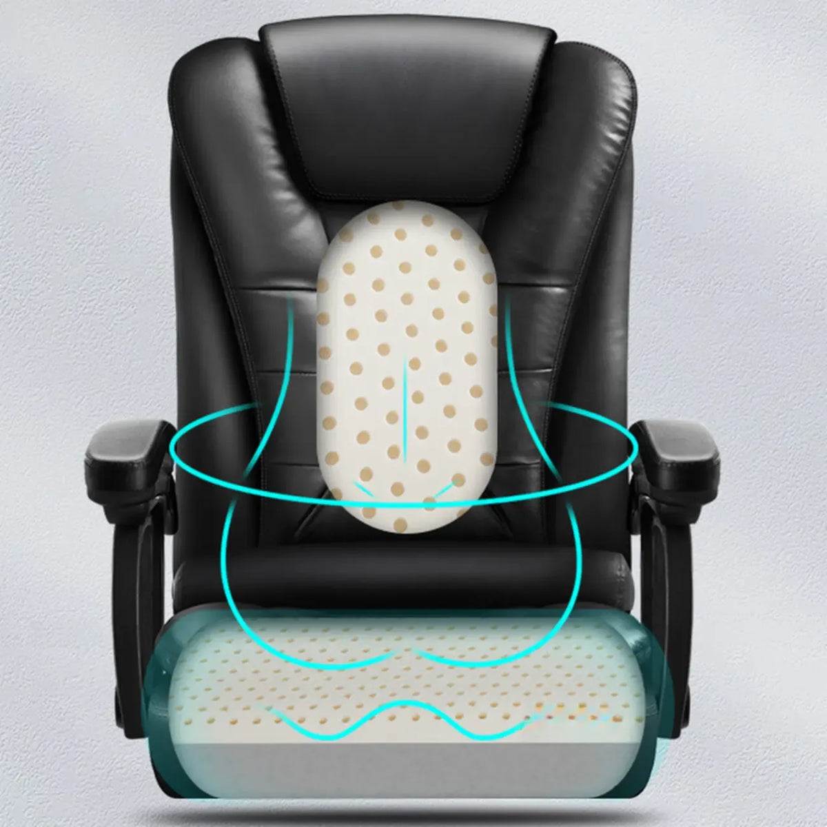 Ergonomic Black Leather Swivel Office Chair with Footrest