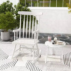 Costway Set of 2 Wood Rocking Chair Glossy Finish White\ Coffe