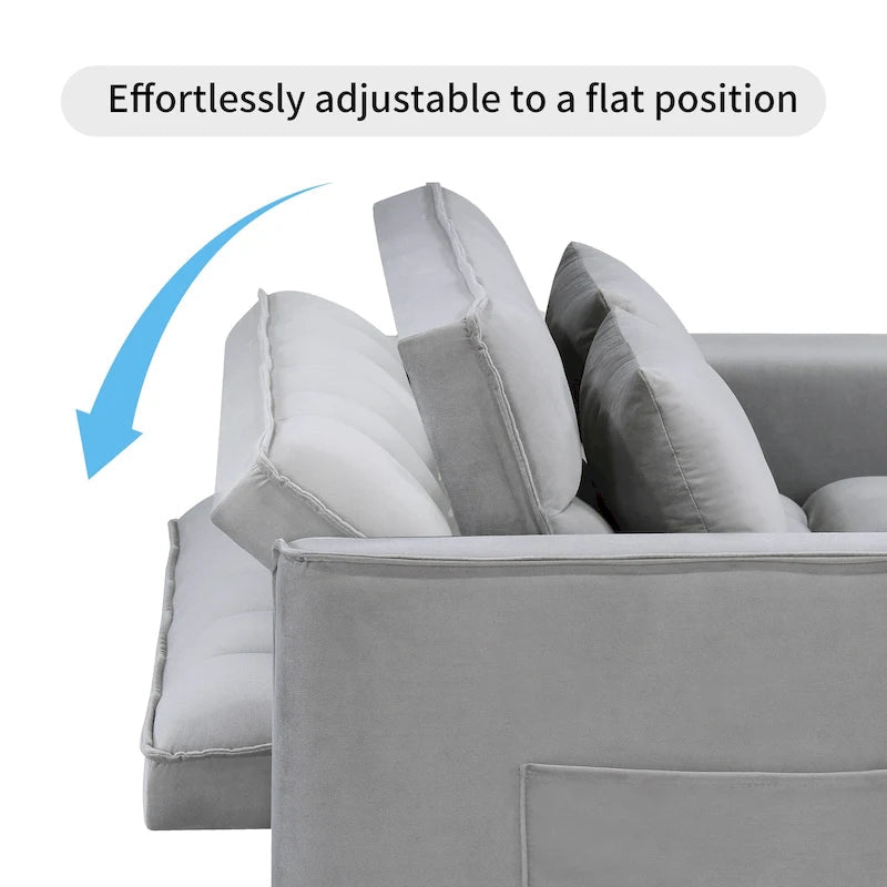 Classic 55 Width Pull Out Tufted Convertible Loveseat Sleeper Sofa Bed - 55W x 68L x 20H