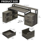 65 L-Shaped Corner Desk with RGB LED, Monitor Stand & Storage Cabinet â€?1-Person | White / Oak / Charcoal Grey / Black