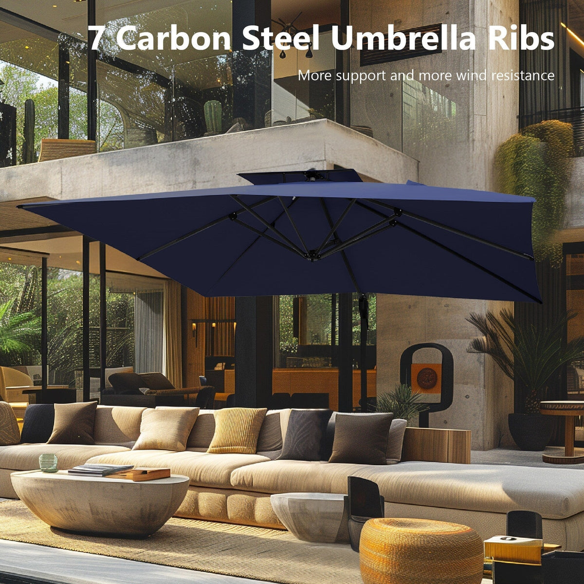 MAISON ARTS 12 FT Automatic Hydraulic Cantilever Umbrella Aluminum Pole 360 Degree Rotation