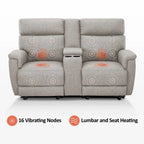 MCombo 60.2 Power Loveseat Recliner Sofa with Massage and Dual Heating, Adjustable Headrest, USB & Type C Port, Fabric