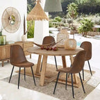 Dining Chair Set of 4 Suede Fabric Side Seating with Black Metal Legs