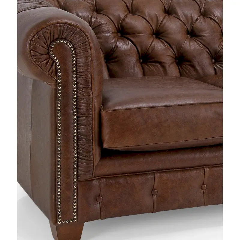 Hancock Tufted Top Grain Italian Leather Chesterfield Sofa - 31 H x 86 W x 40 D
