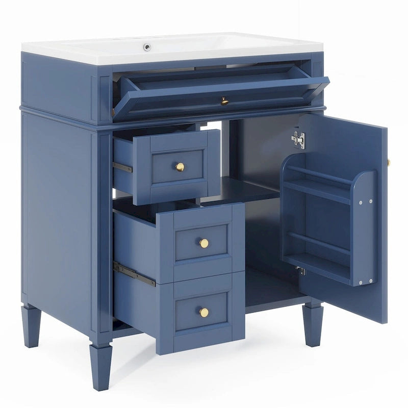 Bathroom Vanity with Top Sink and a Tip-out Drawer