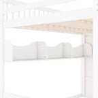 Queen Loft Bed Frame with Staircase, Wardrobe & Storage Shelves - MDF, 650 lb