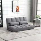 Convertible Floor Sofa Chair, Folding Couch Bed, Guest Chaise Lounge with 2 Pillows, Adjustable Backrest and Headrest, 51.25 L