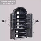 71 Tall Arched Kitchen Pantry, Modern Storage Cabinet with 3 Adjustable Shelves, 6 Door Shelves, for Kitchen, Living Room