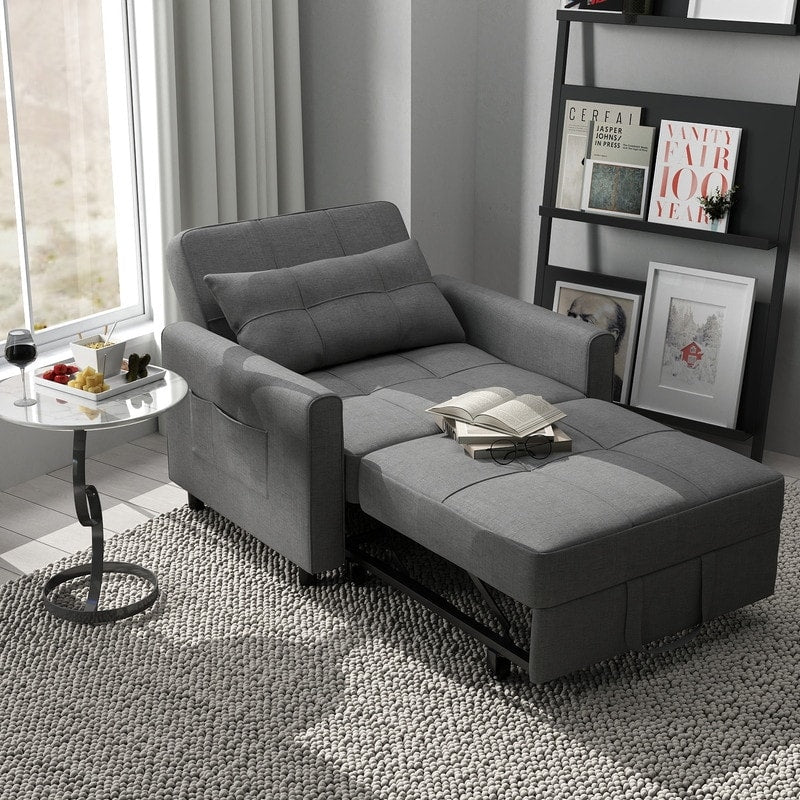 3-in-1 Adjustable Sleeper Sofa Bed, Pull Out Chair Sofa, Convertible Folding Bed for Living Room