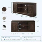 Farmhouse TV Stand for TVs Up to 65, Entertainment Center with Sliding Barn Doors & Storage Cabinets, Media Console Table for Living Room, Bedroom