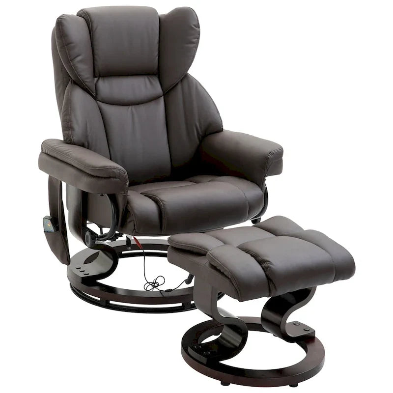 HOMCOM Massage Recliner Chair with Ottoman Footrest