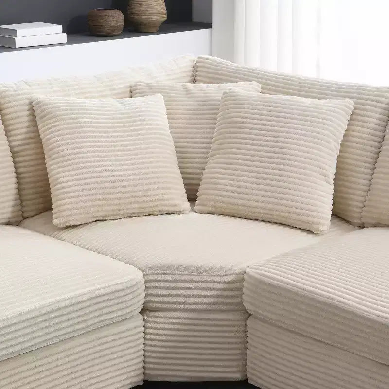 106 Convertible L Shaped Sectional Sofa Corduroy Corner Couch with Armrest Storage Cup Holders USB Charger Oversized Comfy Modular Sofa