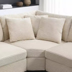 106 Convertible L Shaped Sectional Sofa Corduroy Corner Couch with Armrest Storage Cup Holders USB Charger Oversized Comfy Modular Sofa