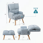 Accent Chair with Ottoman Set, with Adjustable Backrest