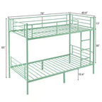 Karl Home Twin Over Twin Steel Bunk Bed Frame Ladder Bedroom Dorm Room for Kids Adult Children