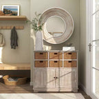 35x35 Wooden Wall Mirror with White Wash Effect Cream - Olivia & May: No Assembly, MDF Frame, Indoor Use