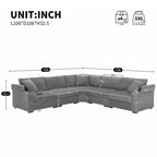 106 Convertible L Shaped Sectional Sofa Corduroy Corner Couch with Armrest Storage Cup Holders USB Charger Oversized Comfy Modular Sofa