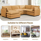 Modern 113.4D*79.13W Oversized Corduroy Modular 5-Seat Sectional Sofa Set with Ottoman U Shaped Sofa Couch with Corner Sofa,HYLEORY