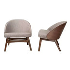 Baxton Studio Lovella Mid-Century Modern Grey Fabric and Walnut Brown Finished Wood 2-Piece Accent Chair Set