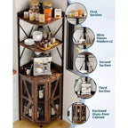 Garvee 5-Tier Corner Bar Cabinet, 71.5 Tall Liquor Cabinet with LED Lights for Home