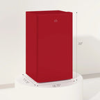 HOMCOM 3.2 Cu.Ft Mini Fridge with Freezer, Single Door Compact Refrigerator with Adjustable Thermostat for Bedroom