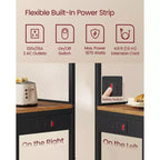 VASAGLE Kitchen Bakers Rack with Power Outlet, Coffee Bar 4-Tier with 8 S Hooks, Microwave Stand, Adjustable Shelf
