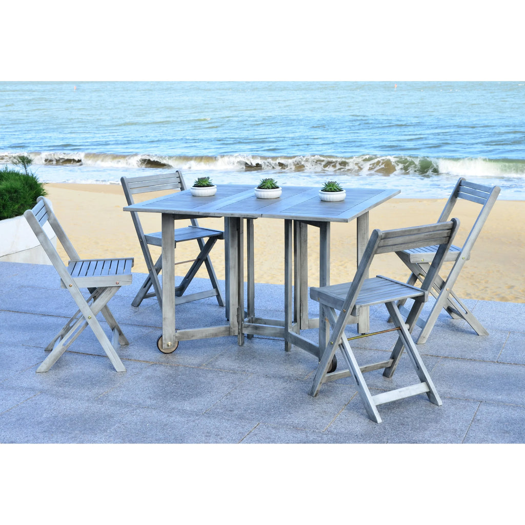 SAFAVIEH Outdoor Brandy 5-Piece Outdoor Dining Table Set - 43Wx35Dx29H