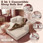 Dyonery 65-in five-in-one folding floor sofa bed, convertible into a double bed sofa bed, with a fixed metal frame, corduroy