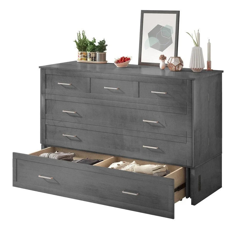 Mixoy Murphy Bed Cabinet Bed Chest with Mattress & Drawer