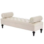 Modern End of Bed Bench for Bedroom, Velvet Upholstered Window Bench with 2 Detachable Pillows for Living Room or Entryway-Panipeachy
