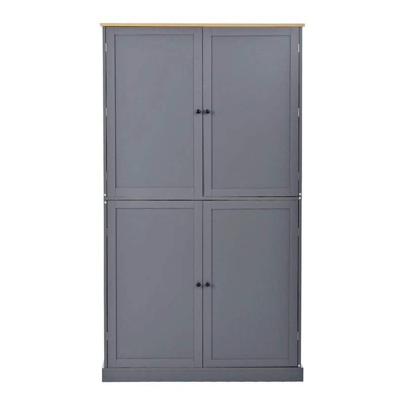 40.2x20x71.3 High Freestanding Kitchen Pantry Large Cupboard Storage Cabinet with 2 Drawers 2 Adjustable Shelves 8 Door Shelves