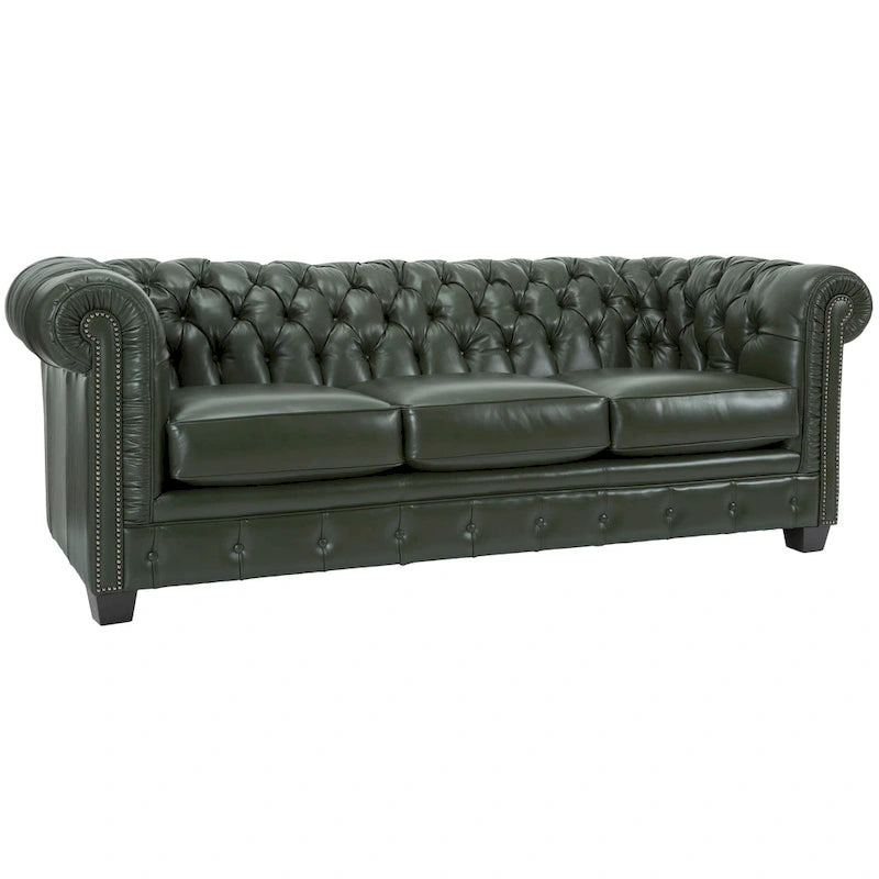 Hancock Tufted Top Grain Italian Leather Chesterfield Sofa - 31 H x 86 W x 40 D