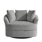 DREAMSIDEA Recessed Arm Slipcovered Swivel Barrel Chair