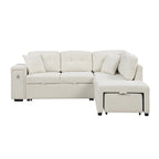 L-Shaped 4-Seat Sectional Sofa with Pull-Out Bed, Ottoman, USB Ports & Drop-Down Table