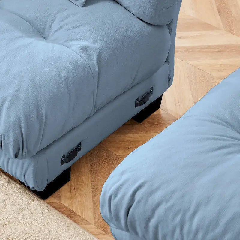 L Shaped Loveseat Sofa Chenille Sectional Couch with Lumbar Pillows