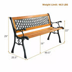 Costway 49 1/2 Patio Park Garden Bench Porch Path Chair Outdoor Deck Cast Iron Hardwood