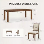 Modern Dining Set - 80 Table + 6 Cushioned Chairs, Solid Wood Frame, 400lbs Table Capacity, Easy Assembly